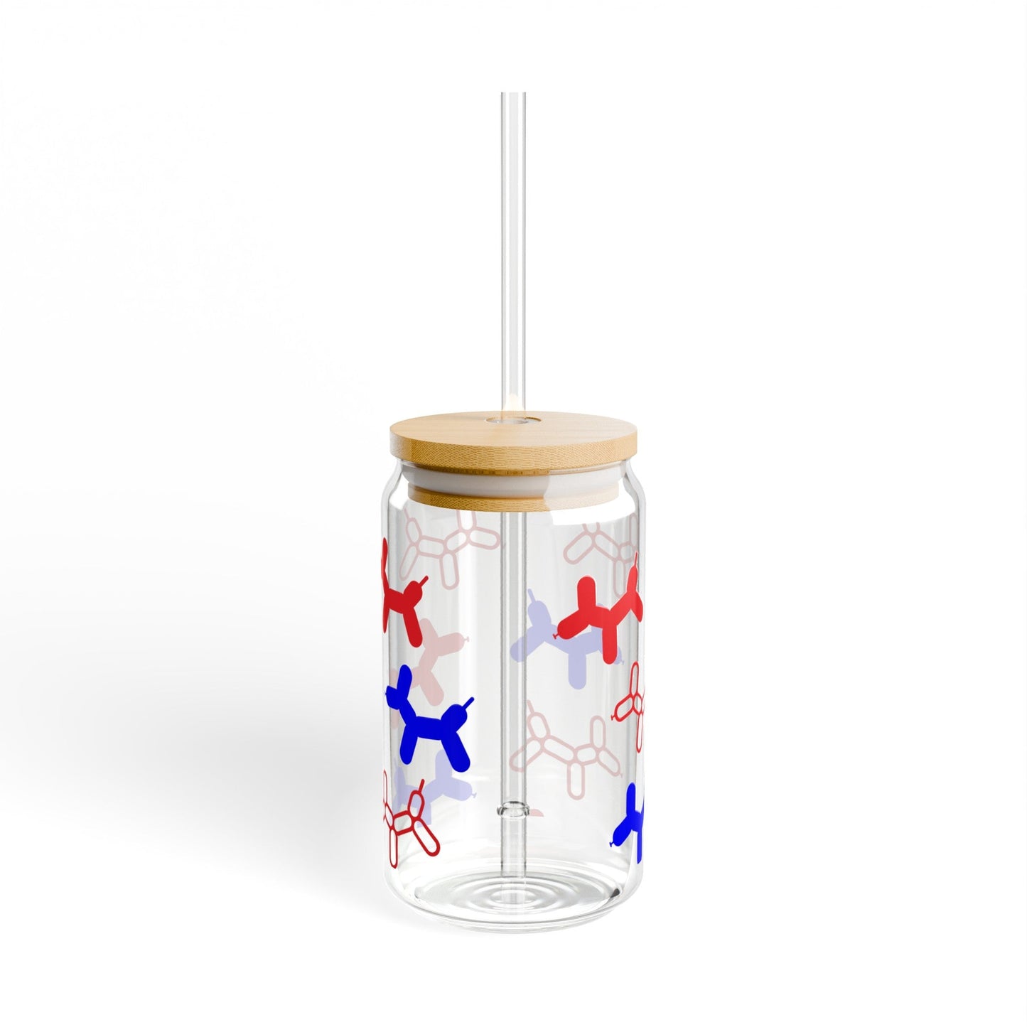 Patriotic Balloon Dogs Sipper Glass, 16oz