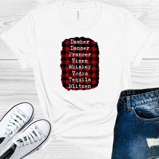 Dasher Dancer Prancer Vixen Whiskey Vodka Tequila Blitzen Graphic Tee