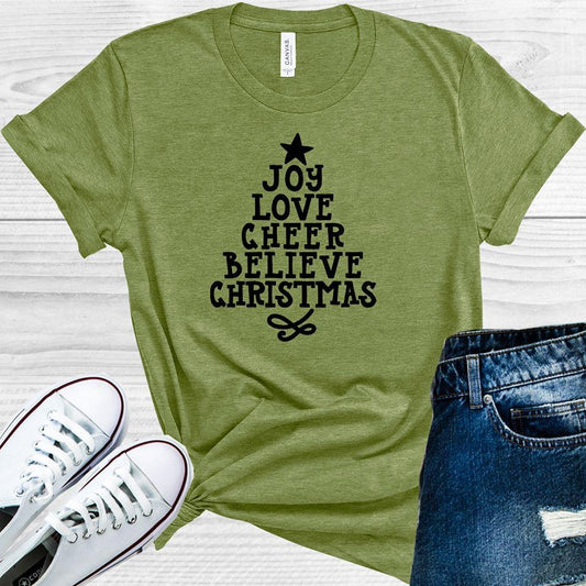 Joy Love Cheer Believe Christmas Graphic Tee