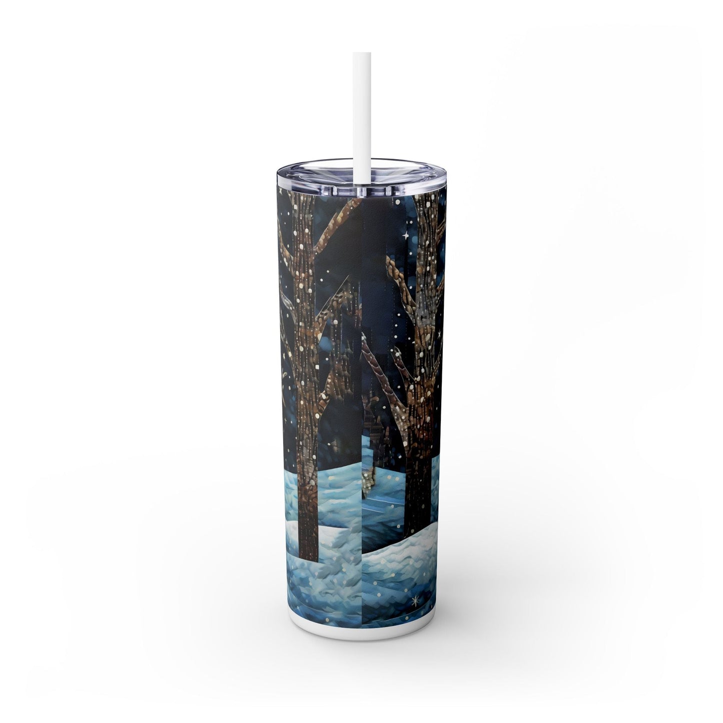 Blue Snowman Skinny Tumbler with Straw, 20oz