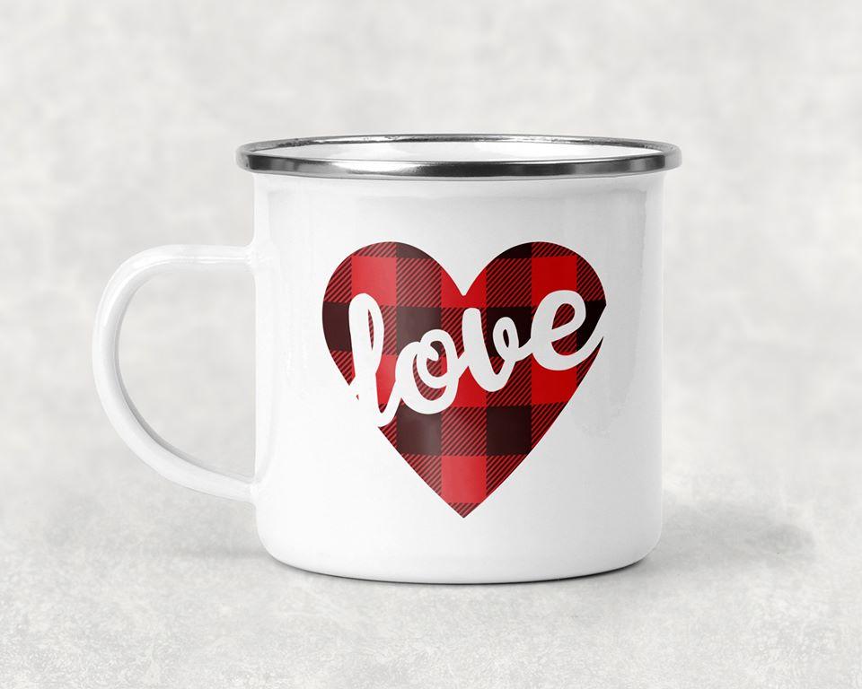 Love Buffalo Plaid Heart Mug