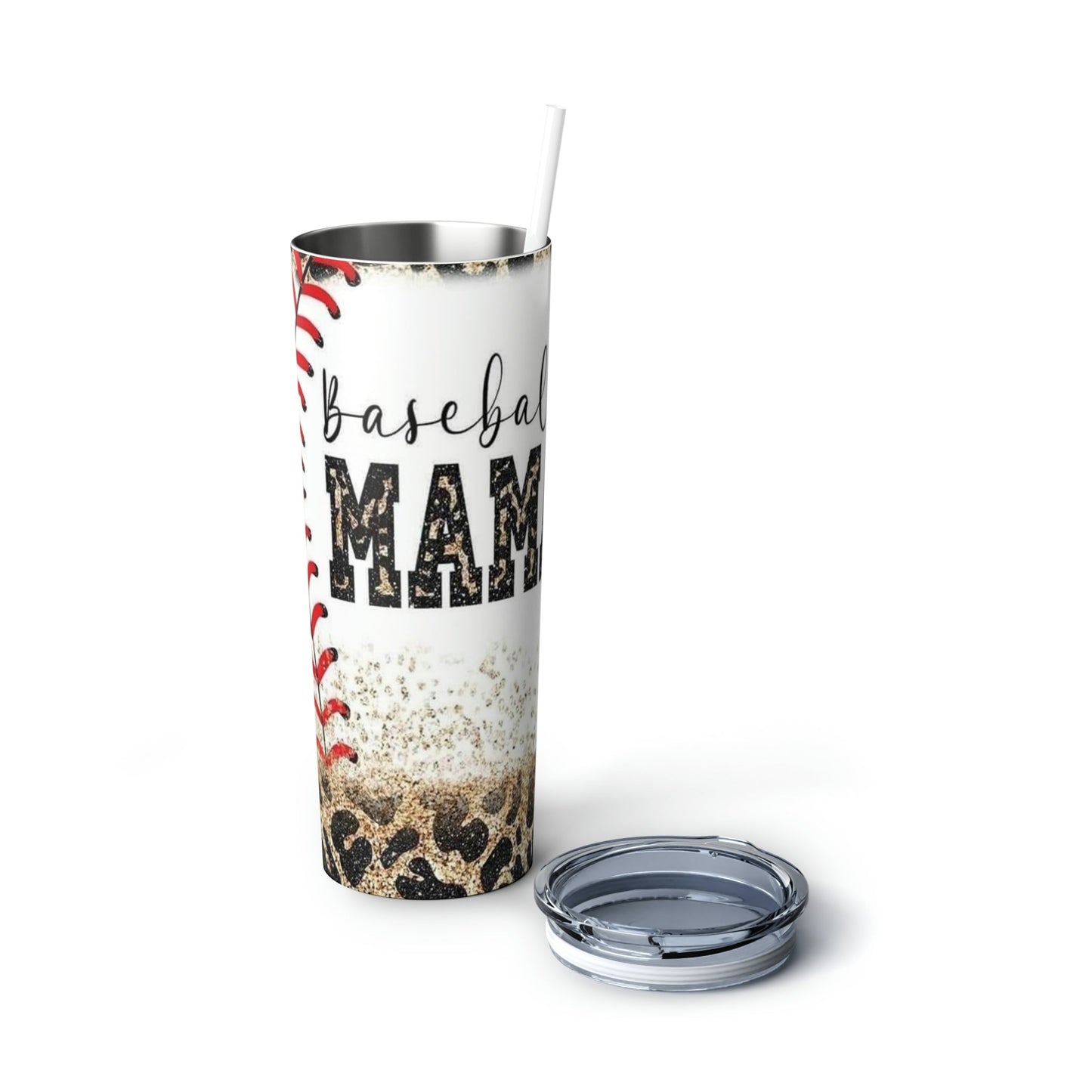 Baseball Mama Leopard Skinny Tumbler