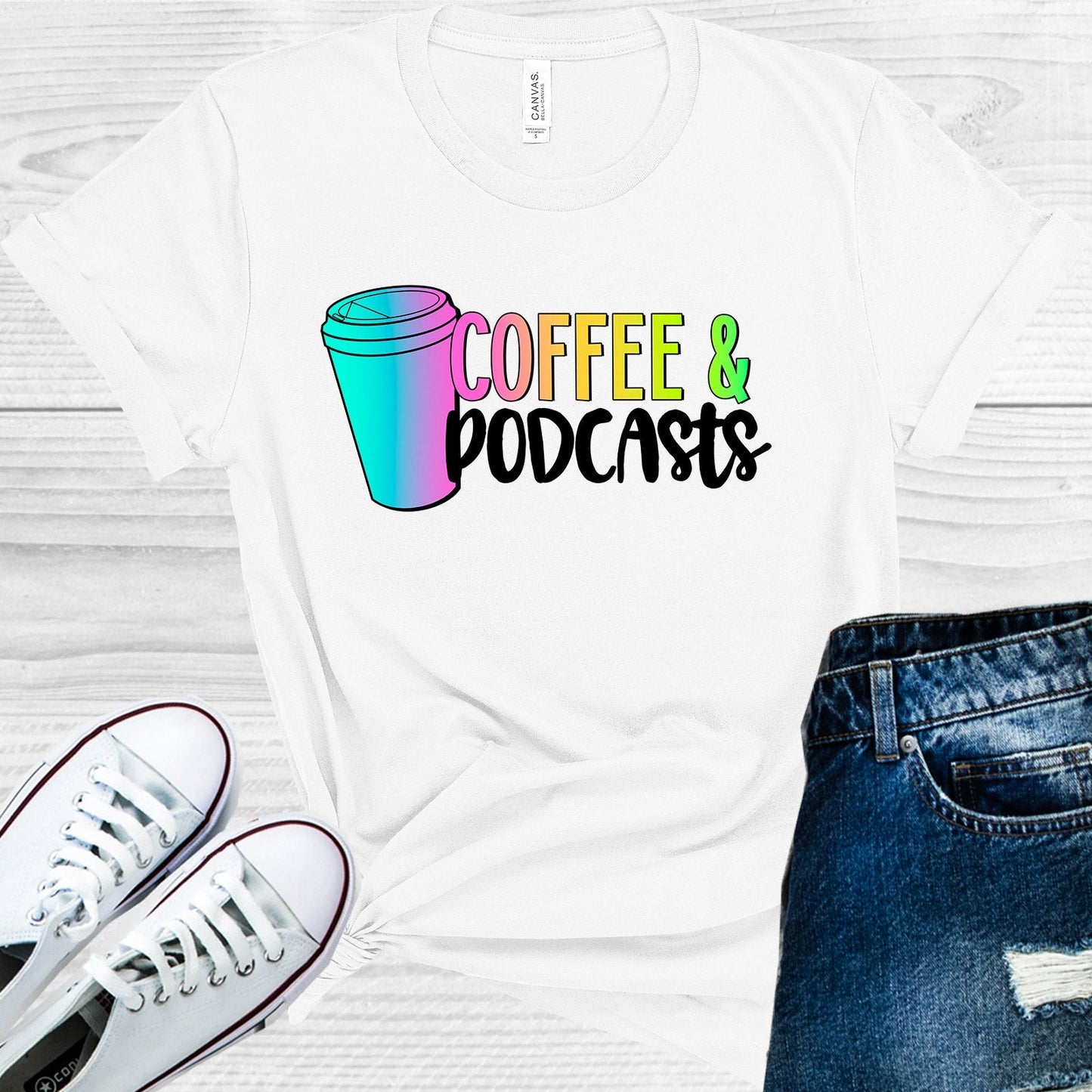 Coffee and Podcasts Graphic Tee