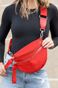 Dark Grey Wide Strap Zipper Crossbody Bag