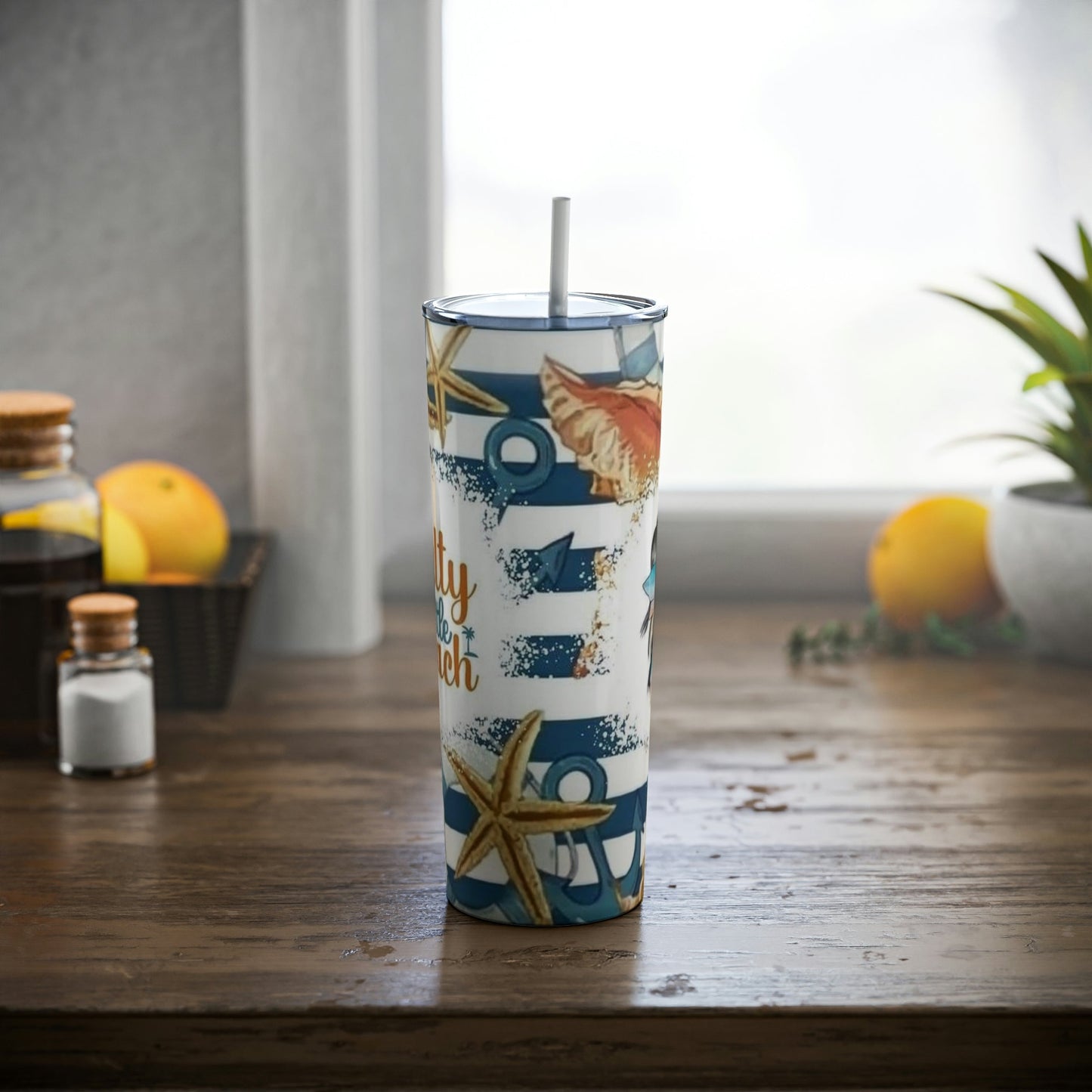 Salty Little Beach Skinny Tumbler