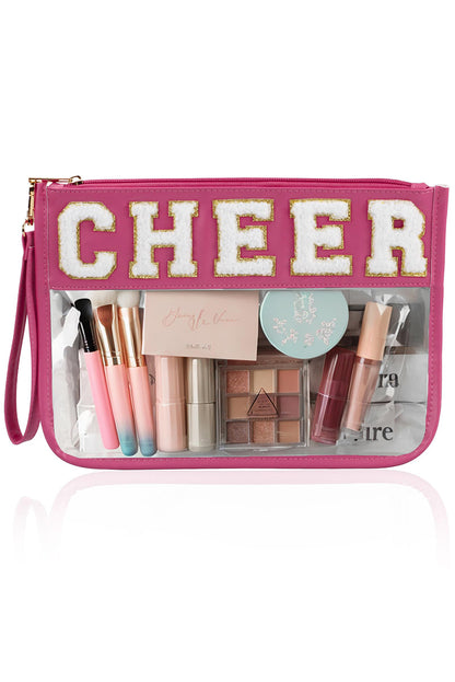 Black Dance Chenille Letter Zipper Varsity Clear Makeup Bag