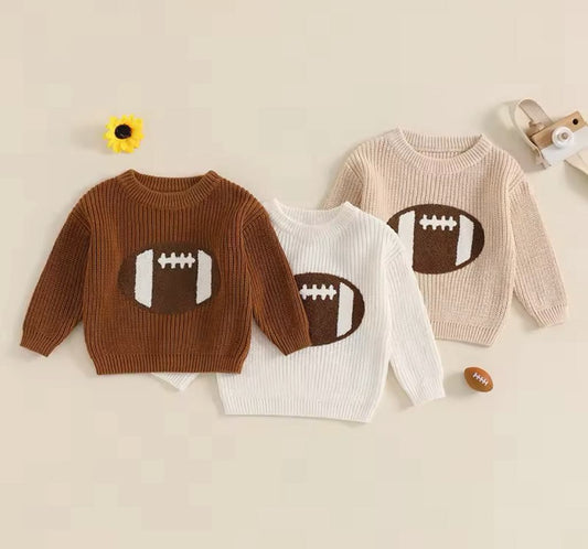 PREORDER: Unisex Chunky Knit Football Patch Sweater 11.25.24