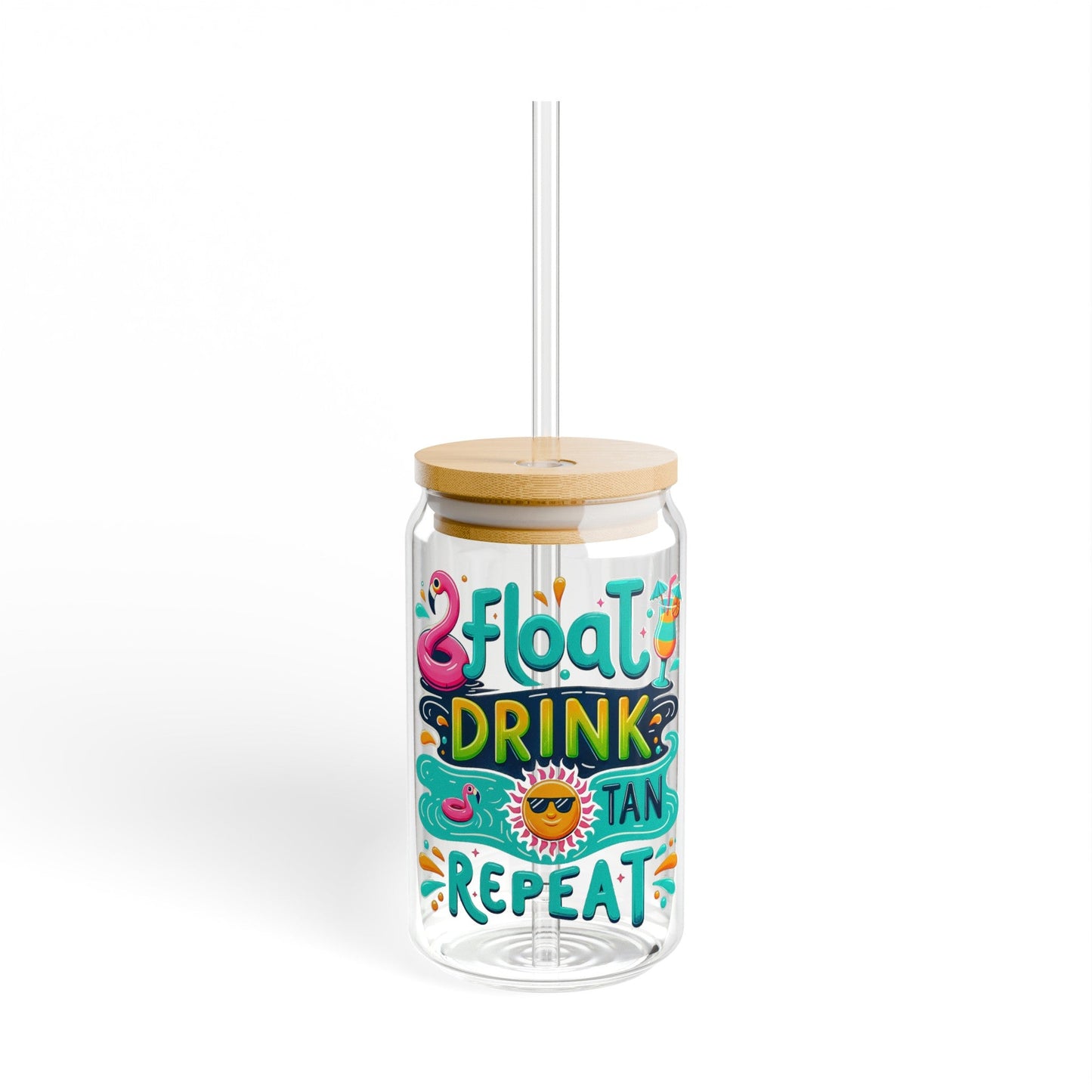 Float Drink Tan Repeat Sipper Glass, 16oz