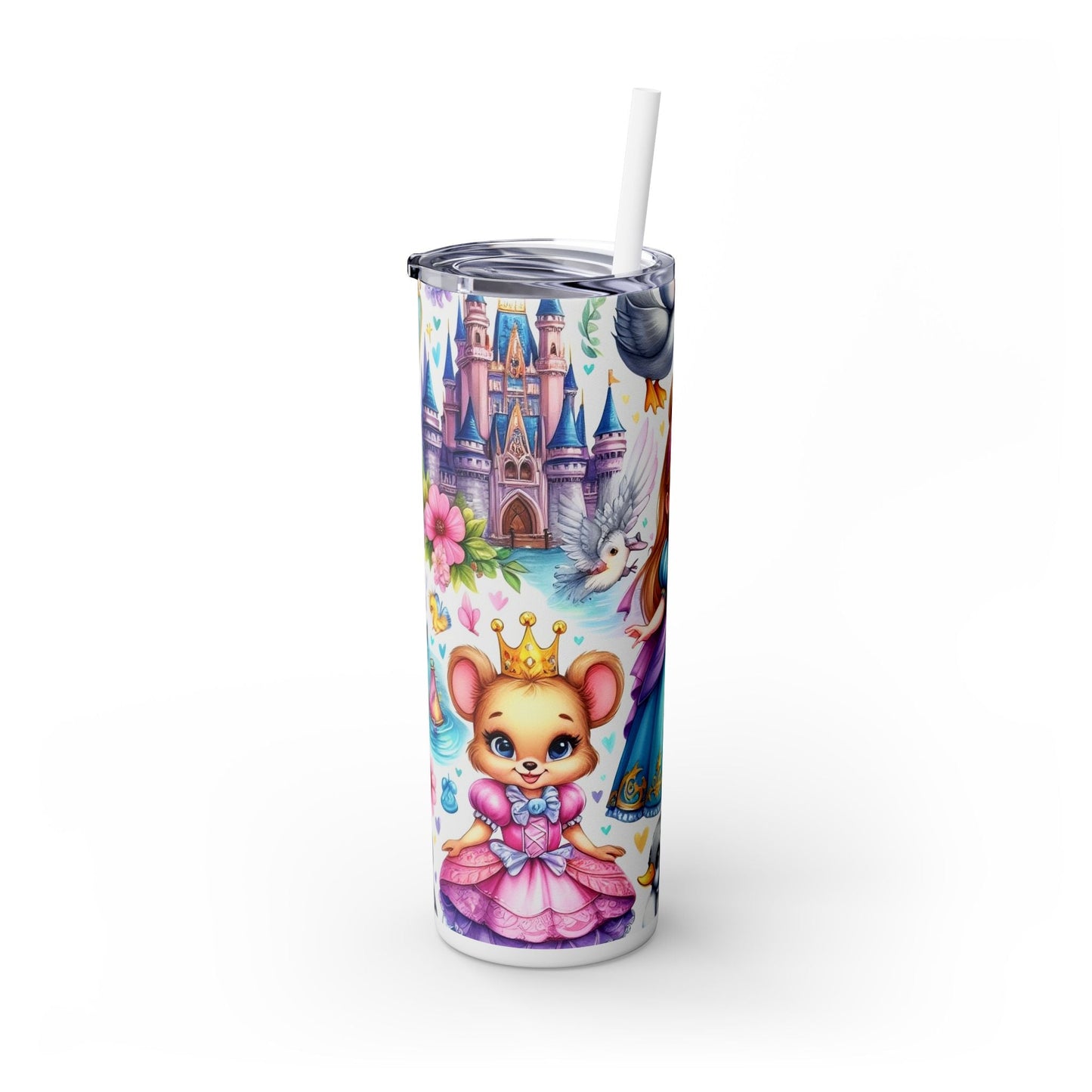 Princess Skinny Tumbler with Straw, 20oz