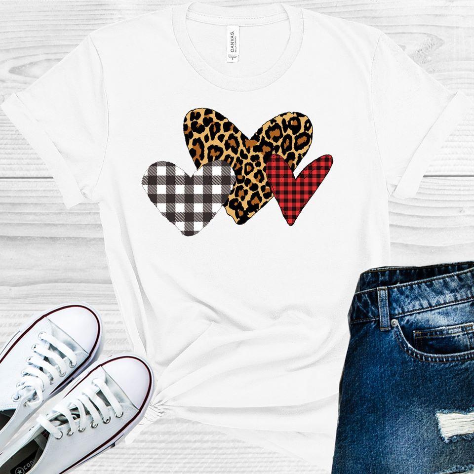 Buffalo Plaid and Leopard Hearts Graphic Tee