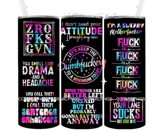 Naughty Zero Fcks 20 oz Skinny Tumbler