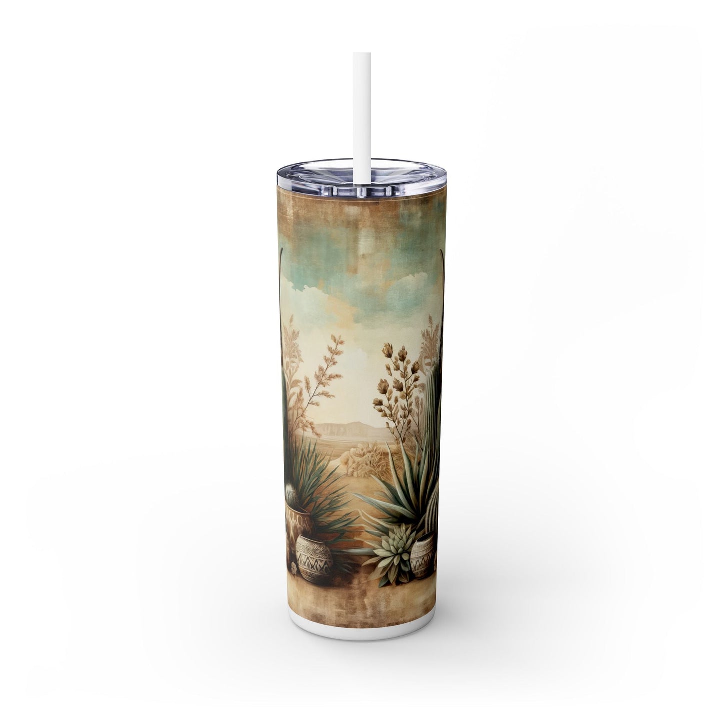 Western Skull Skinny Tumbler with Straw, 20oz