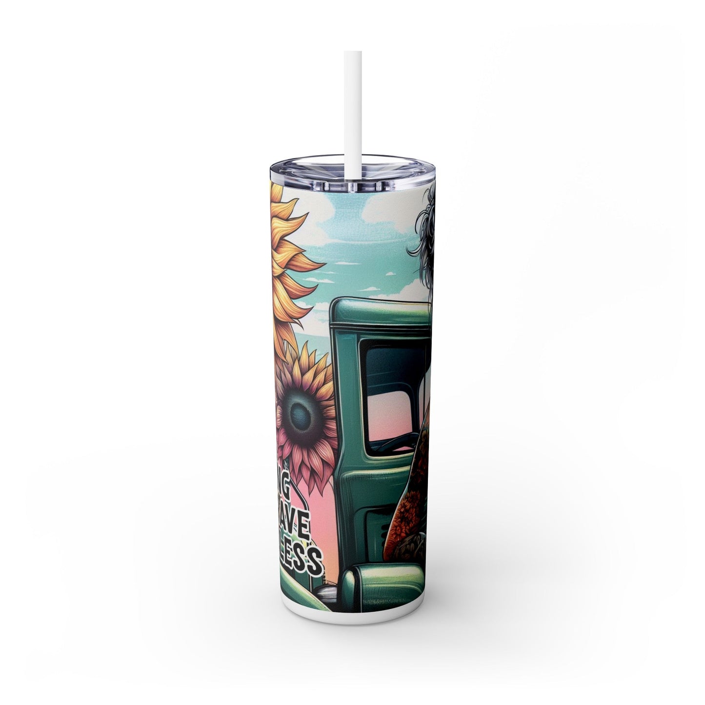 Be Strong Be Brave Be Fearless Skinny Tumbler with Straw, 20oz