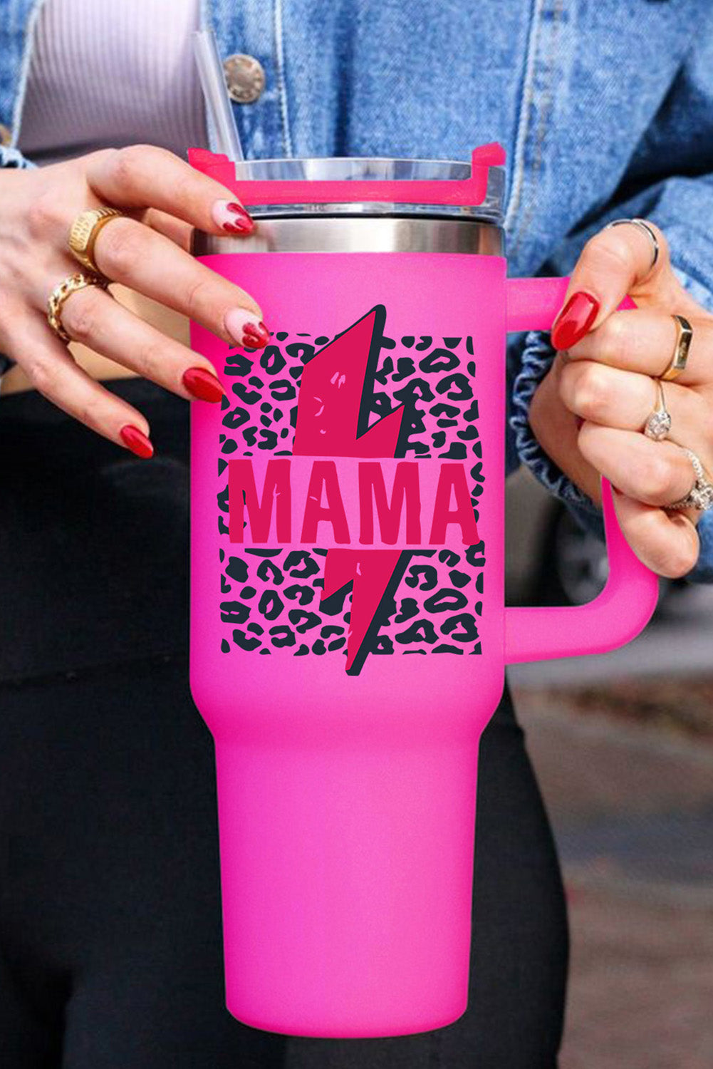 mama Daisy Print Stainless Steel Insulate Cup with Handle 40oz