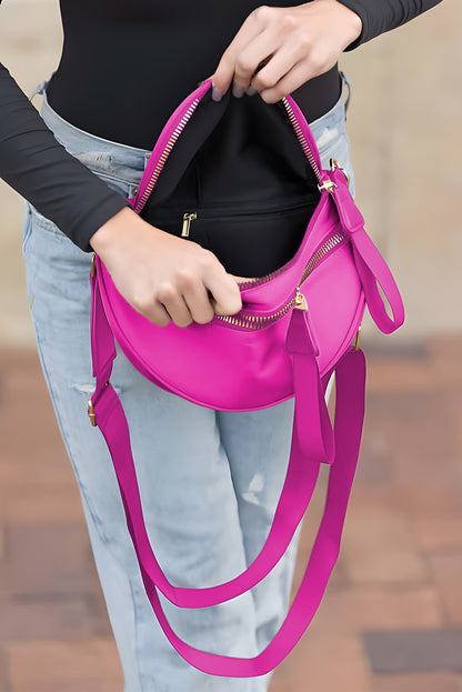 Dark Grey Wide Strap Zipper Crossbody Bag