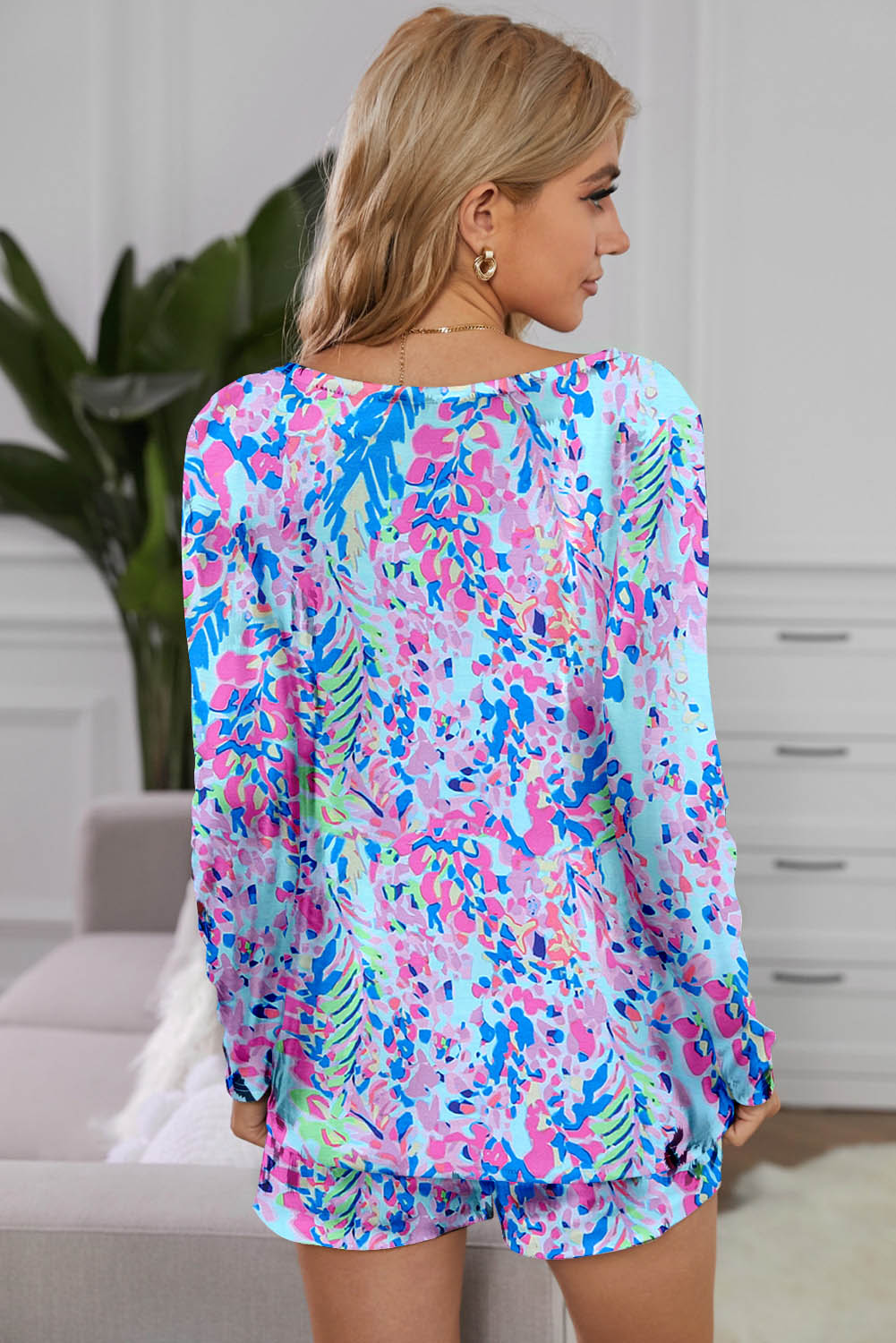 Sky Blue Plus Size Floral Print