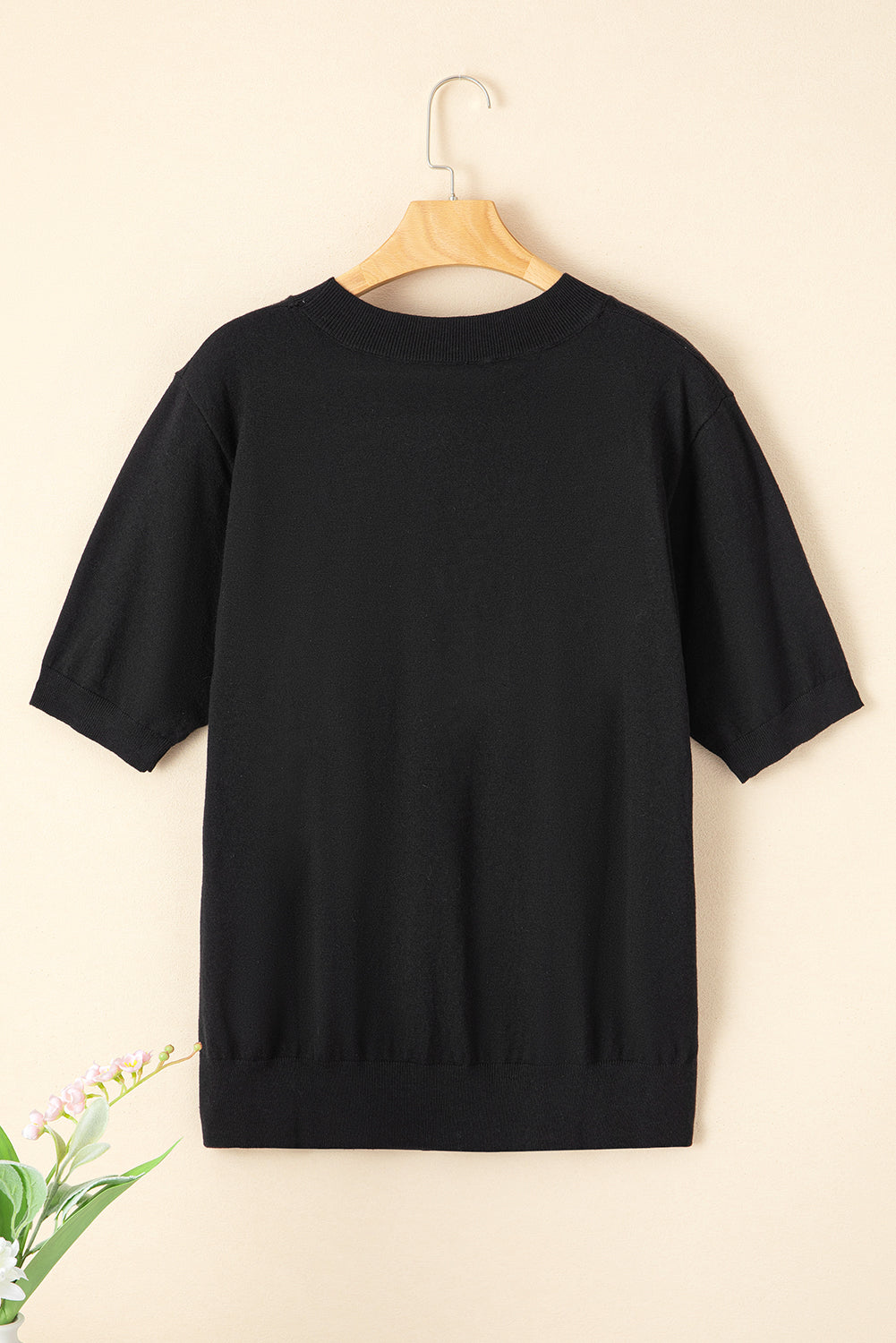 Black Plus Size Cheers Glitter Tinsel Short Sleeve Sweater