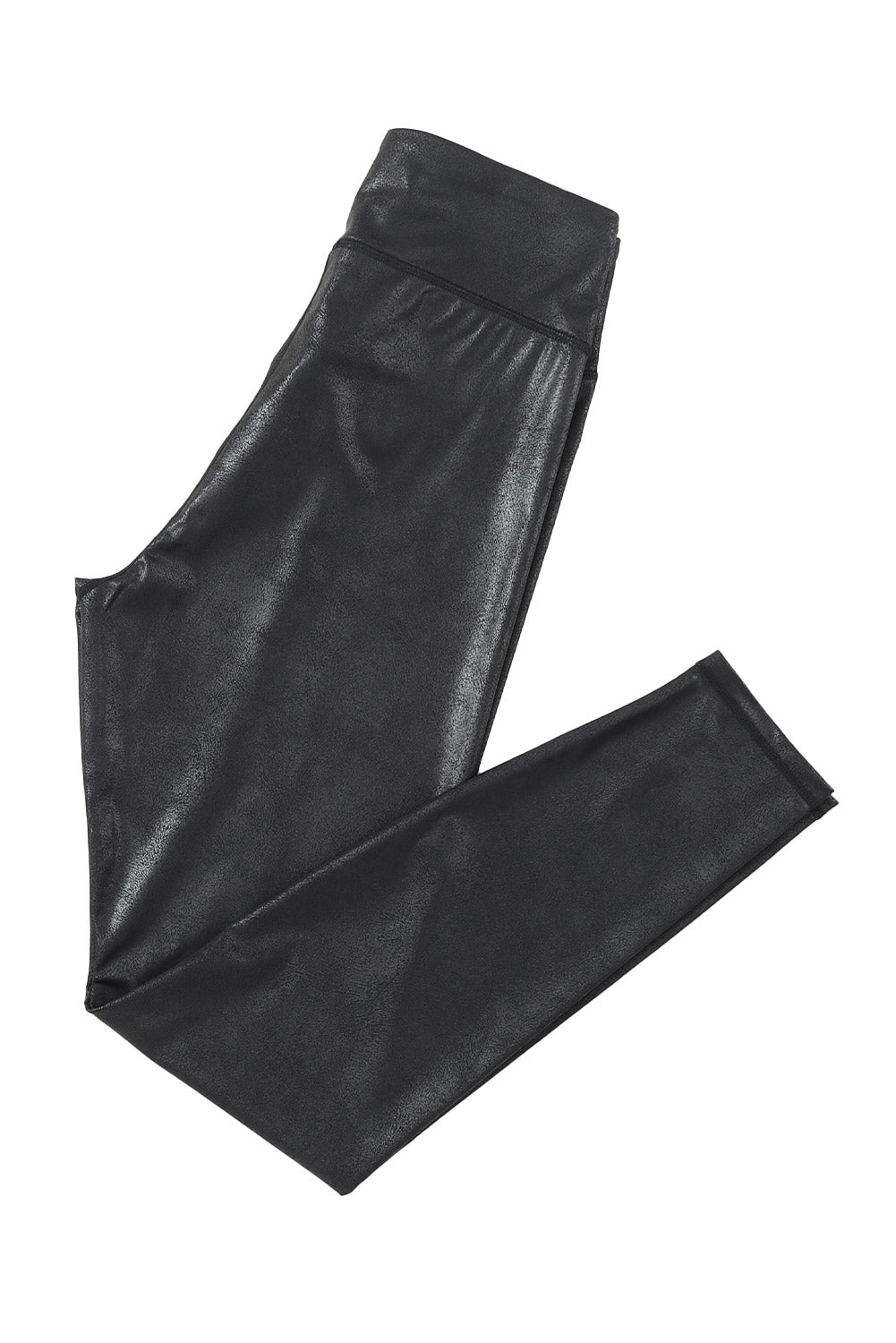 Black Plus Size Crossover Faux Leather Leggings