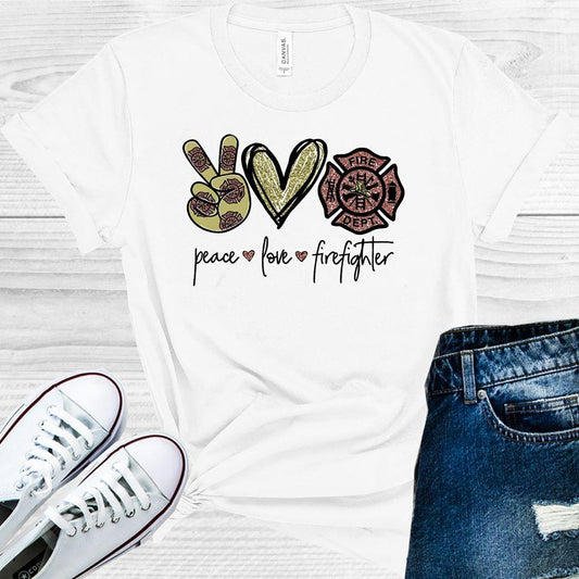 Peace Love Firefighter Graphic Tee
