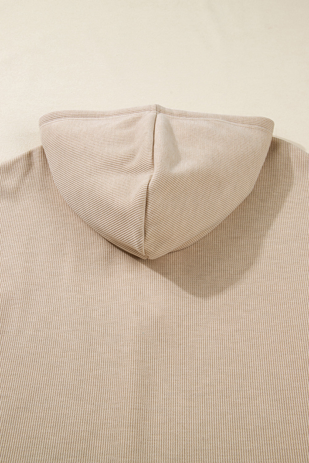 Dark Khaki Drawstring Pullover Hoodie and High Waist Pants Corduroy Suit