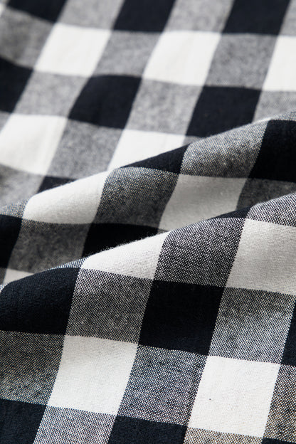 Brown Gingham Plaid Tie Elastic Waist Shift Pants
