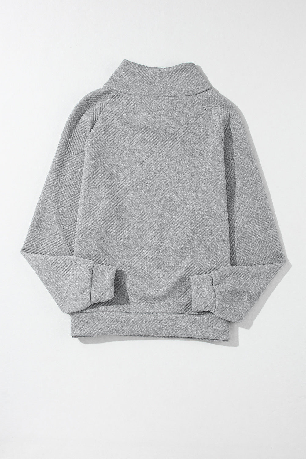 Light Grey Textured Snap Buttons Pullover Plus Size Sweatshirt