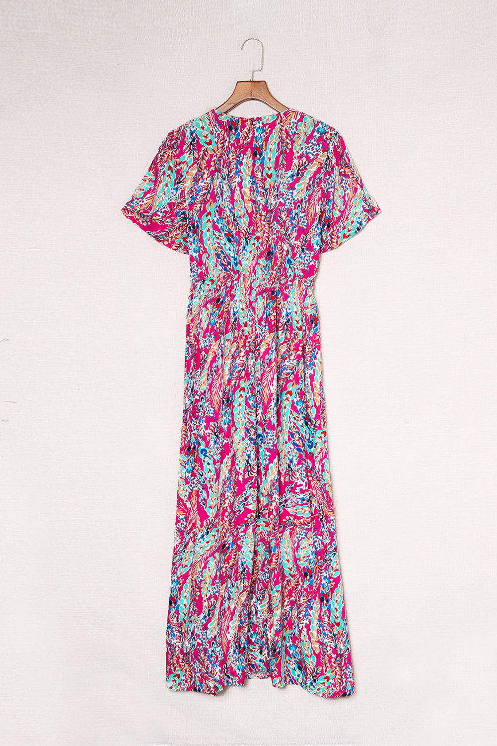 Bohemian Wrap V Neck Color Block Maxi Dress