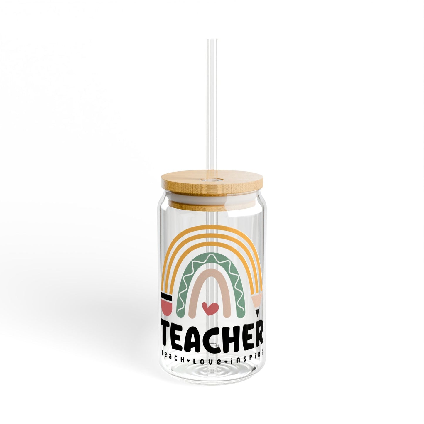 Teach Love Inspire Sipper Glass, 16oz