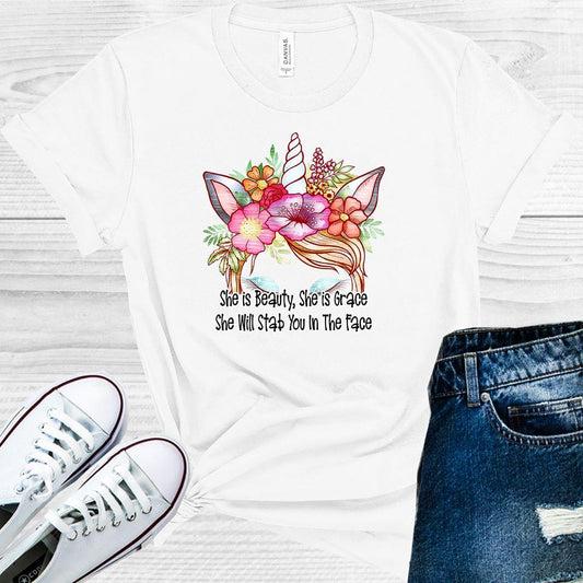 She is Beauty She is Grace She Will Stab You in the Face Graphic Tee