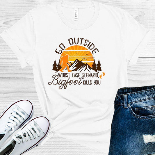 Go Outside Worst Case Scenario Bigfoot Kills You Graphic Tee