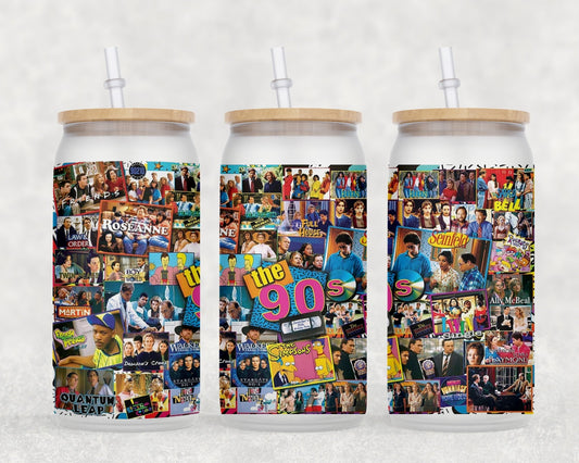 90s TV Shows 16 oz Glass Can