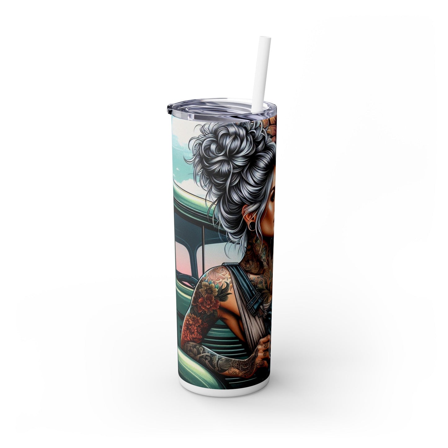 Be Strong Be Brave Be Fearless Skinny Tumbler with Straw, 20oz