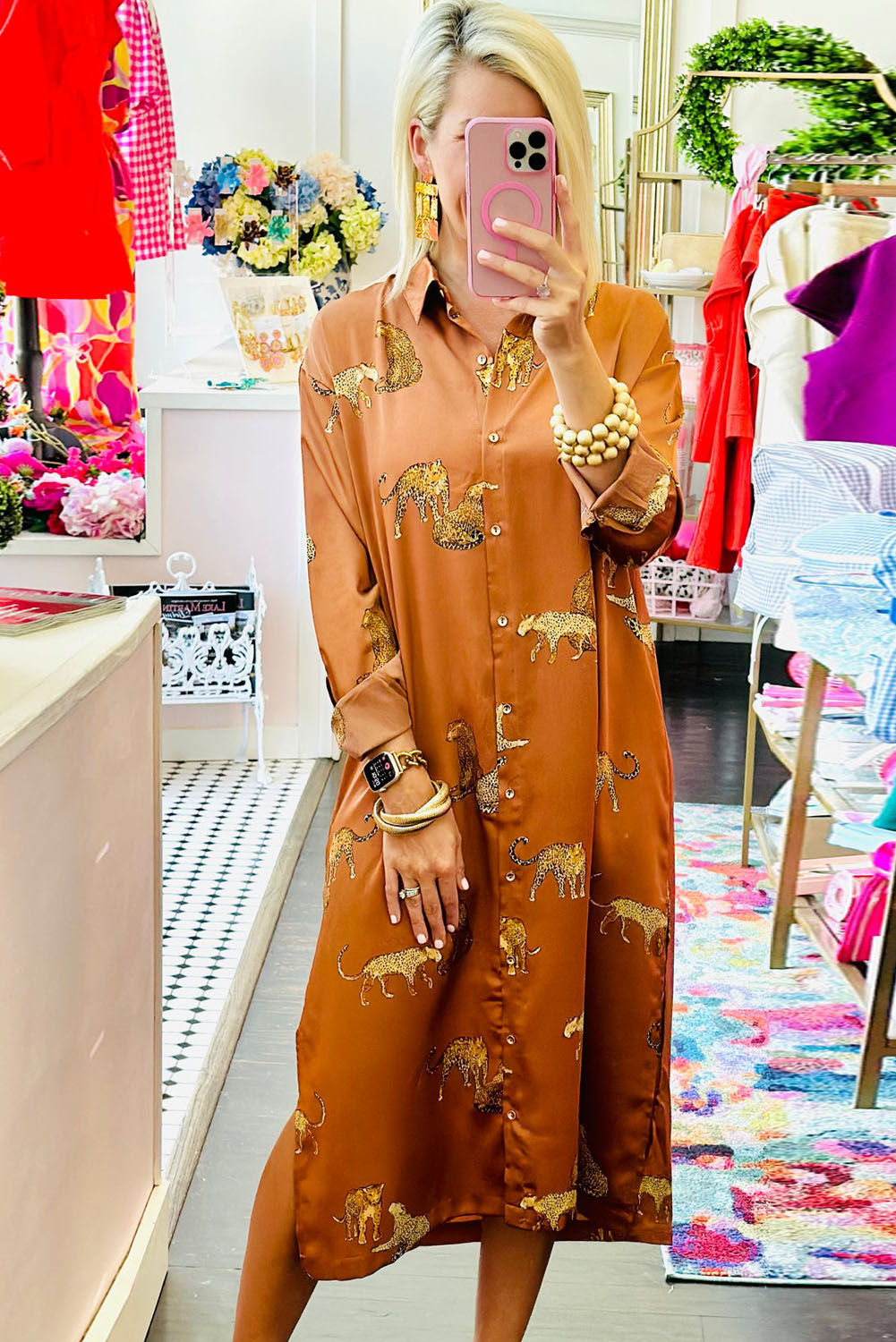 Orange Cheetah Printed Ruffled Sleeve Blouse