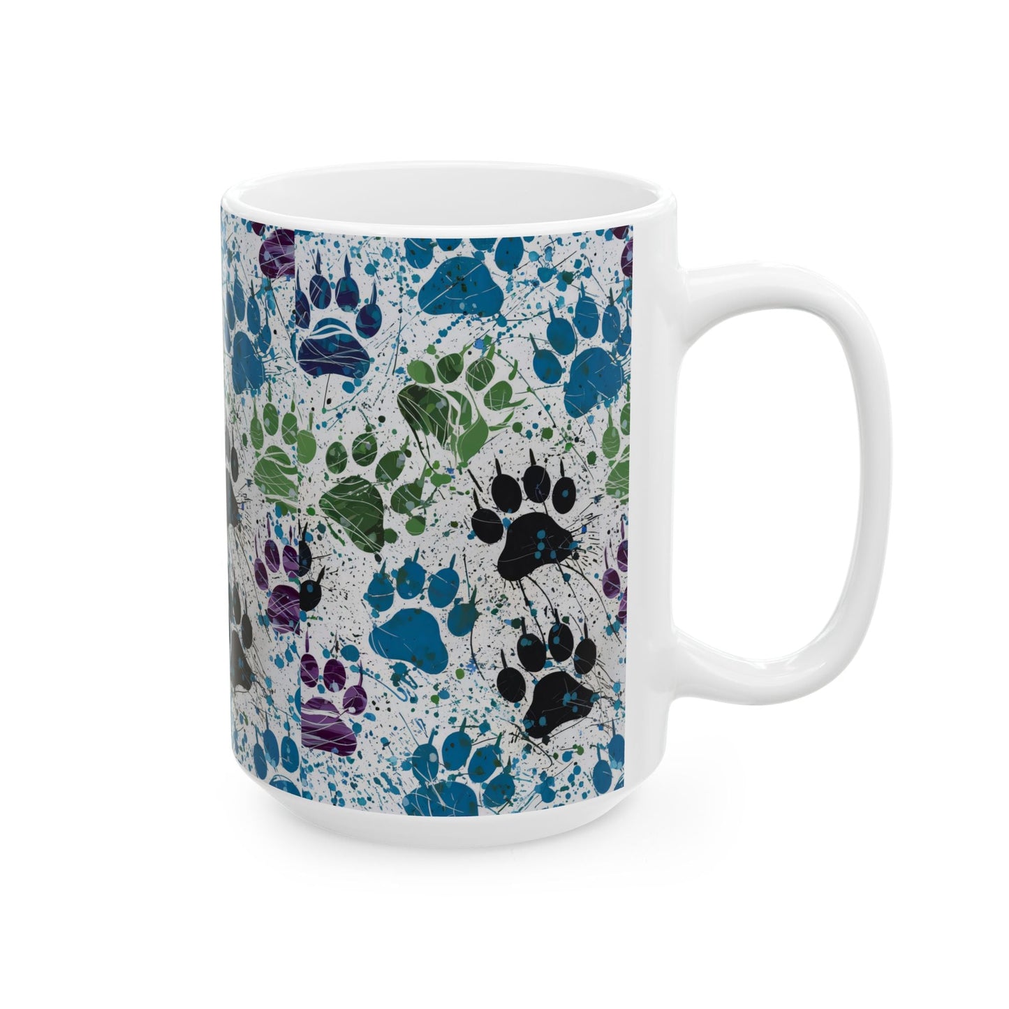 Splat Paw Prints Ceramic Mug, (11oz, 15oz)