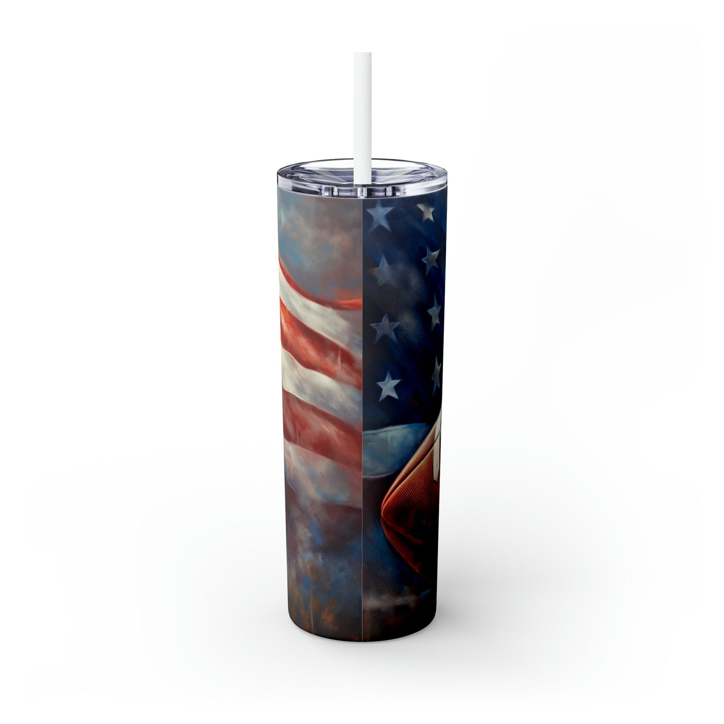 American Football Skinny Tumbler with Straw, 20oz