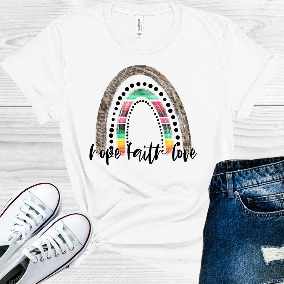 Hope Faith Love Rainbow Graphic Tee