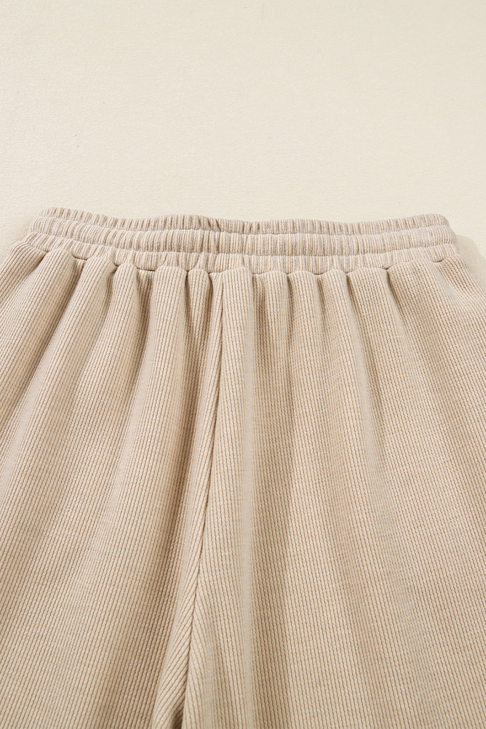 Dark Khaki Drawstring Pullover Hoodie and High Waist Pants Corduroy Suit