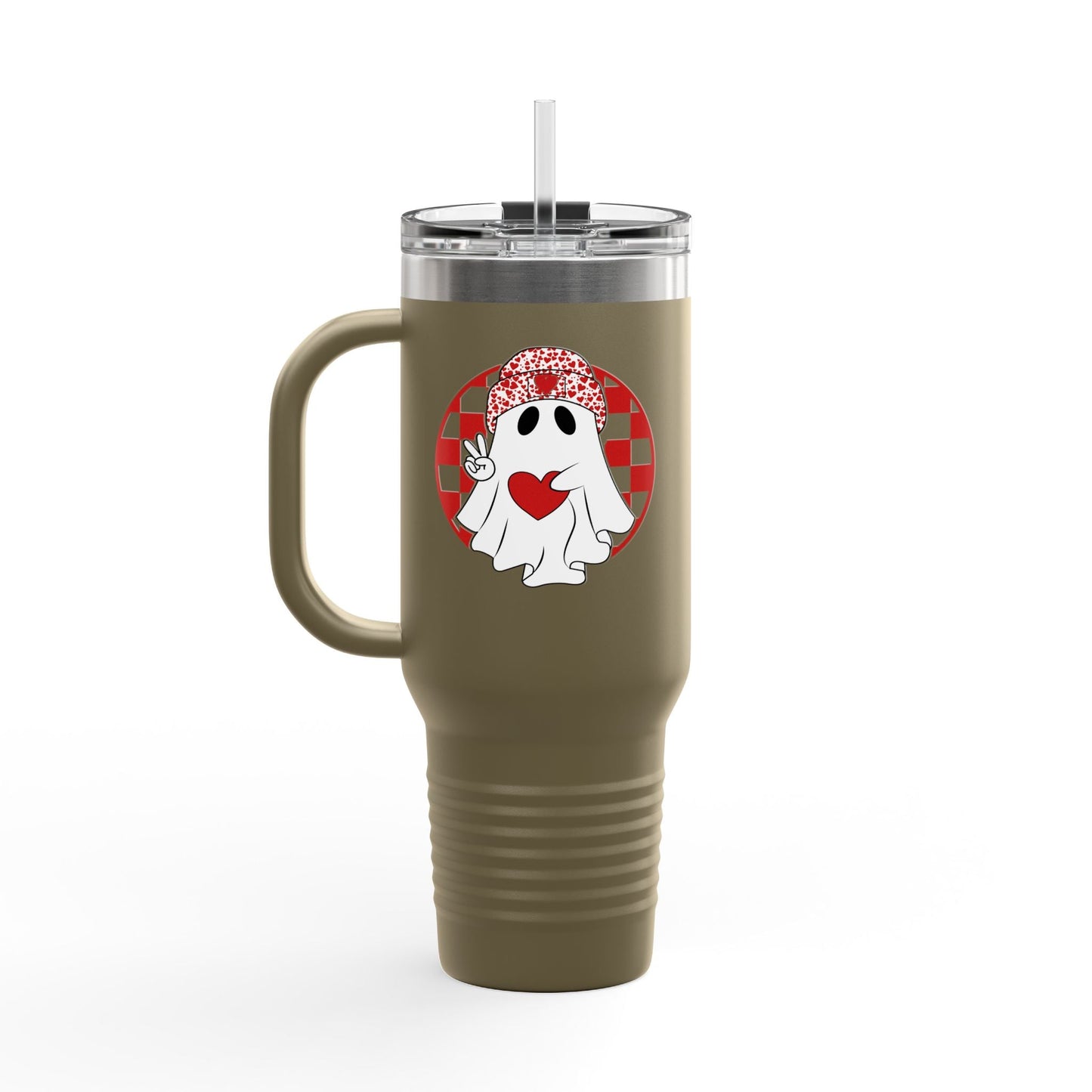 Boo Jee Valentines Ghost Insulated Travel Mug, 40oz