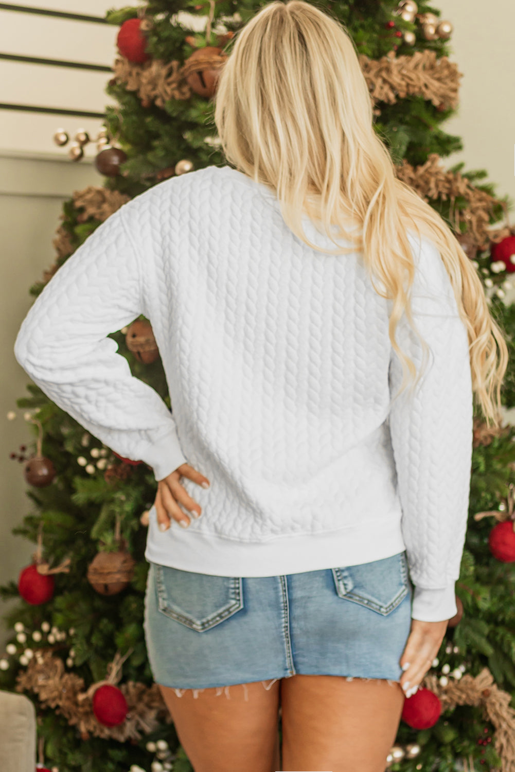 Black Merry And Bright Cable Knit Pullover Sweatshirt