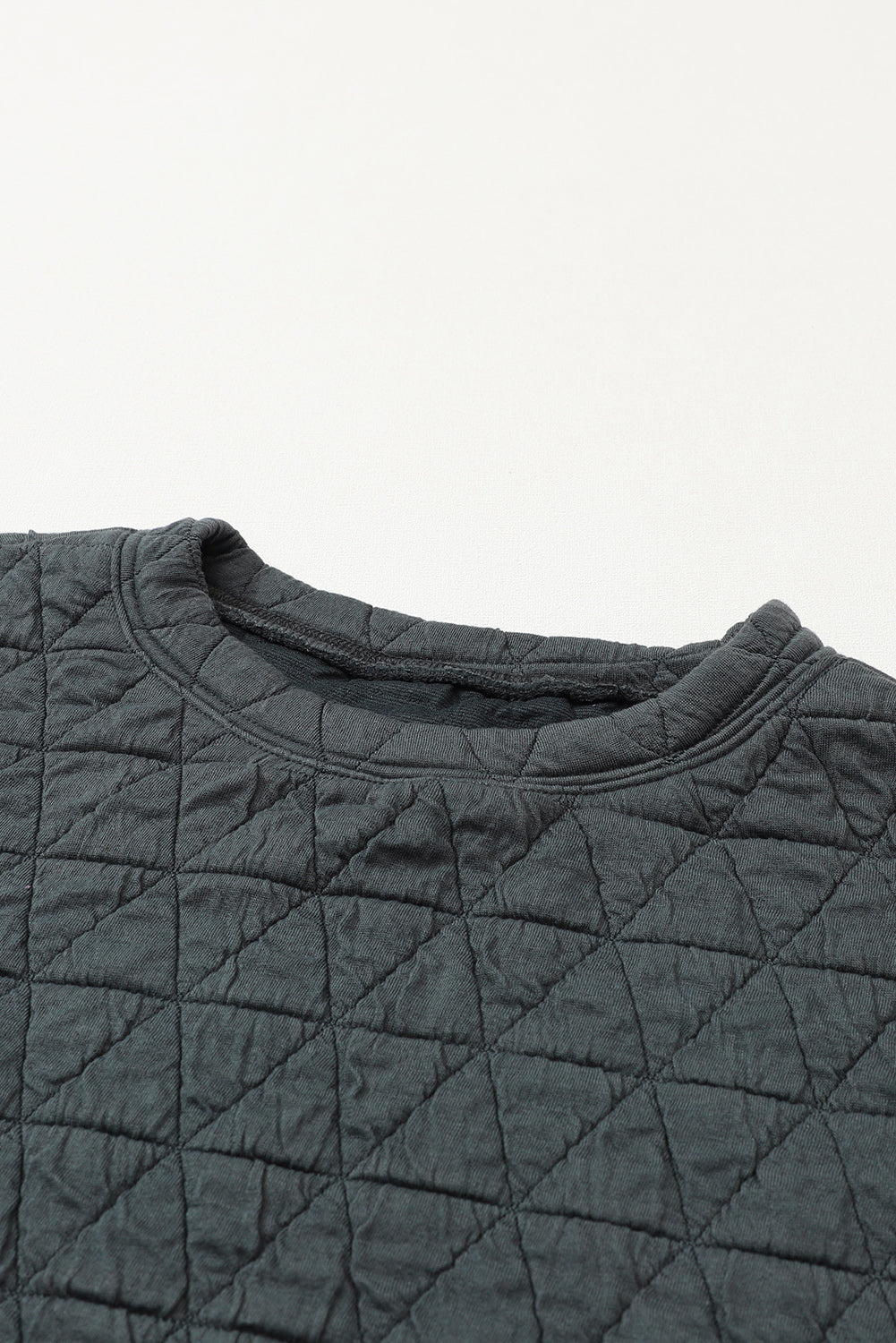 Dark Grey Solid Quilted Pullover and Pants Outfit