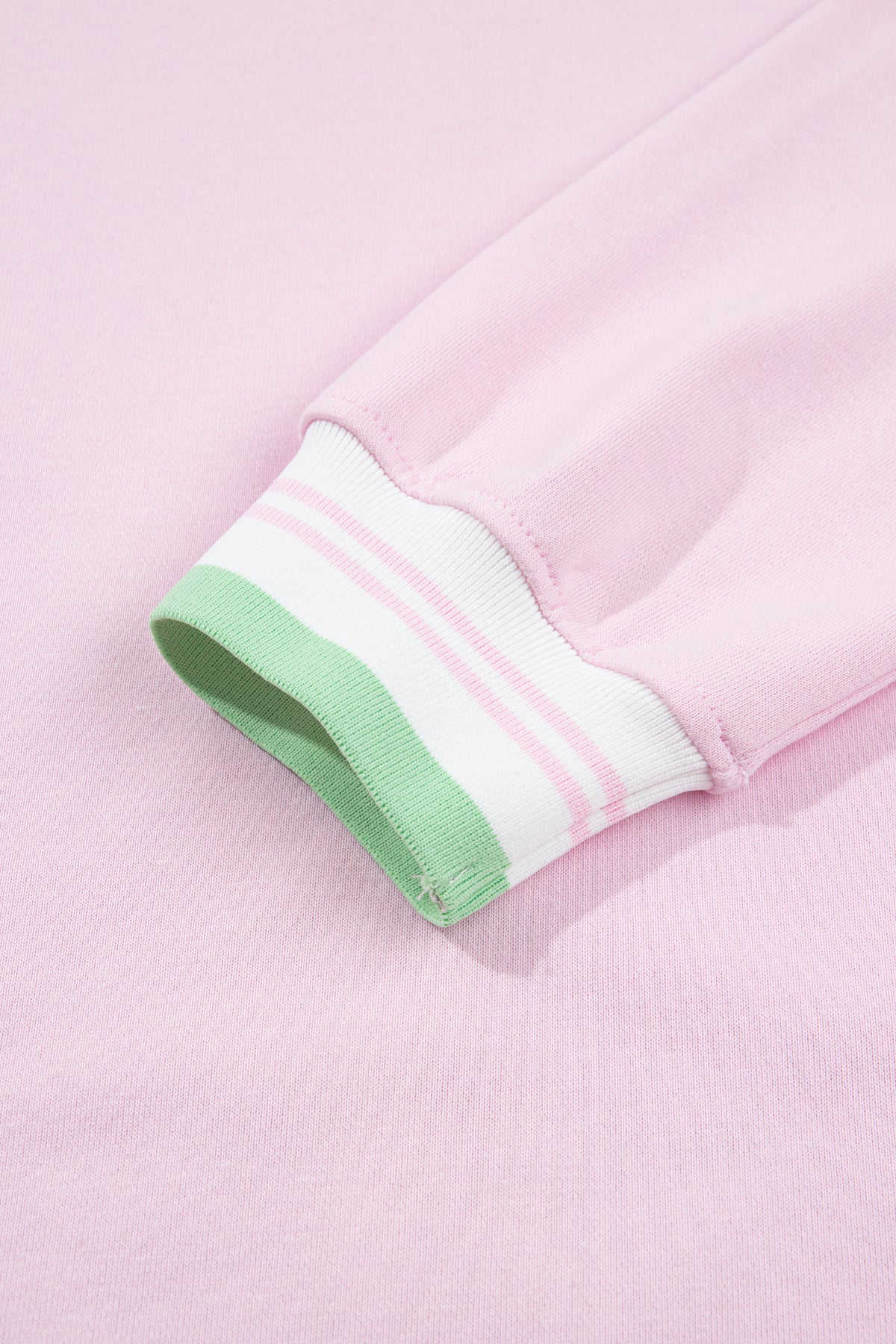 Bright Green Contrast Striped Trim Baggy Pullover Sweatshirt