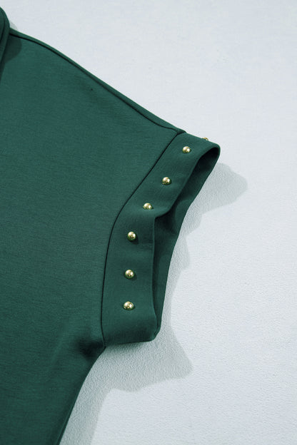 Evergreen Plus Size Glow Studded Zip up T Shirt Dress with Pockets