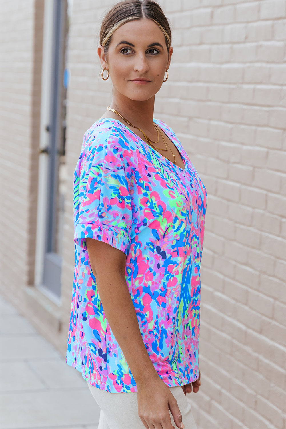 Sky Blue Plus Size Floral Print