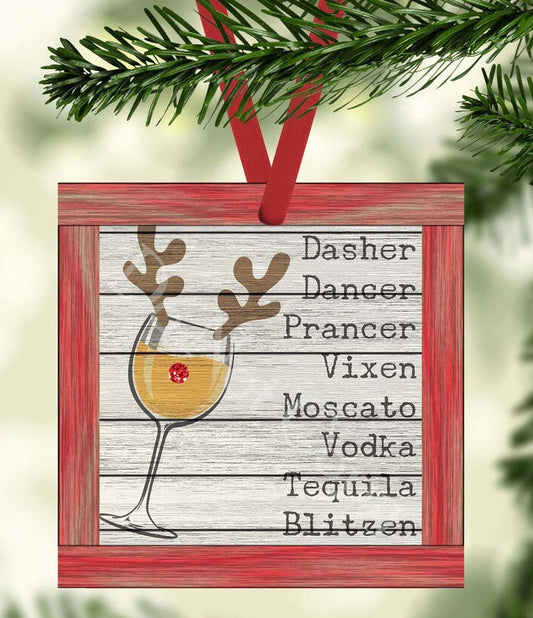 Alcohol and Reindeer Christmas Ornament