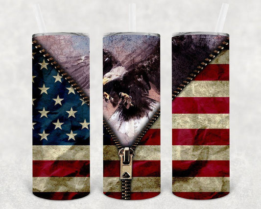 American Flag and Eagle 20 oz Skinny Tumbler