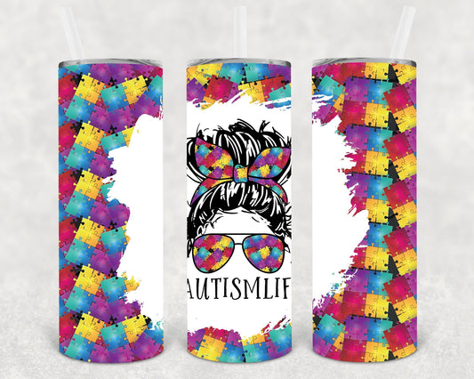 Autism Life 20 oz Skinny Tumbler