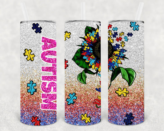 Autism Sunflower 20 oz Skinny Tumbler