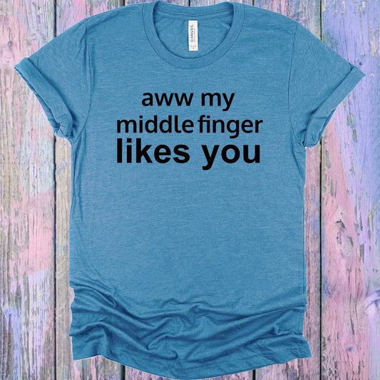 Aww My Middle Finger Likes You Graphic Tee