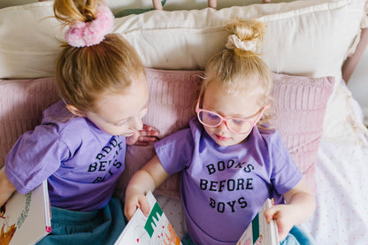 Purple Books Before Boys Tee