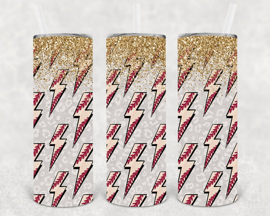 Baseball Lightning Bolts 20 oz Skinny Tumbler